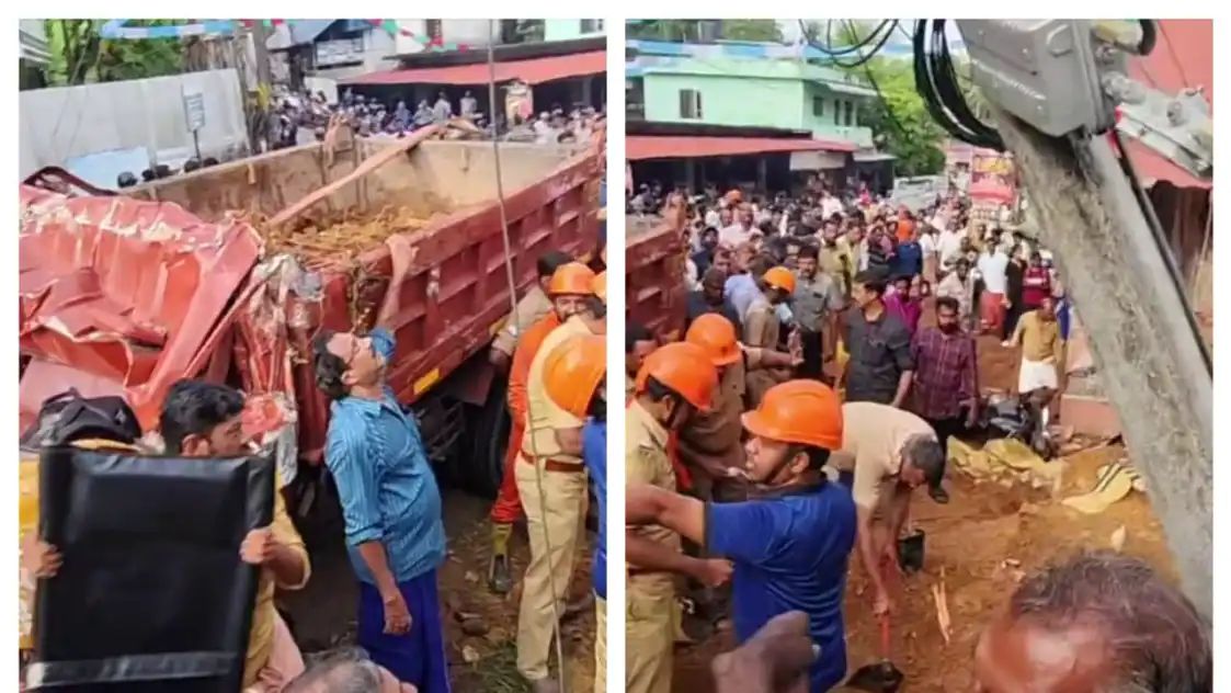കൊട്ടാരക്കര നീലേശ്വരത്ത് മണ്ണ് കയറ്റി വന്ന ടിപ്പര്‍ ബസ്റ്റോപ്പിലേക്ക് പാഞ്ഞു കയറി, ബസ് കാത്ത് നിന്ന കുട്ടികള്‍ക്ക് മുകളിലേക്ക് മറിഞ്ഞു, 3 മരണം.